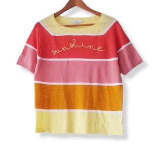 NEXT Colour Block Short Sleeve Linen Blend Top